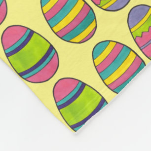 Yellow Colorful Painted Easter Basket Egg Hunt Fleece Blanket