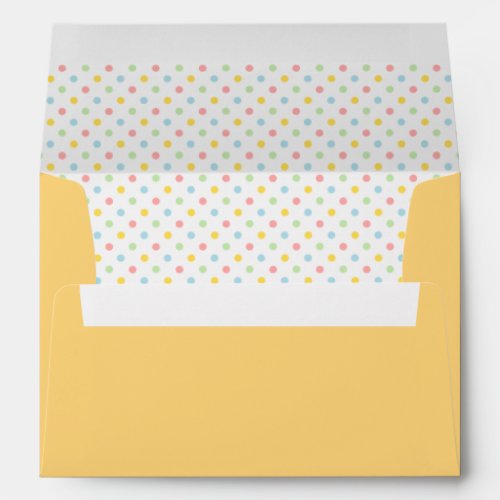Yellow colorful polka dots pattern lined envelopes