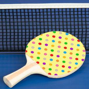 Yellow Colorful Rainbow Polka Dots Design  Ping Pong Paddle