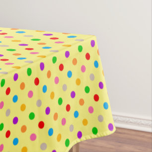 Yellow Colorful Rainbow Polka Dots Design Tablecloth