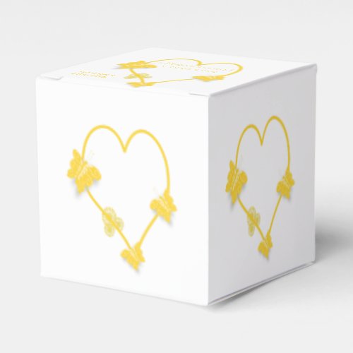 Yellow Coloured Butterfly Heart Design Wedding Favor Boxes
