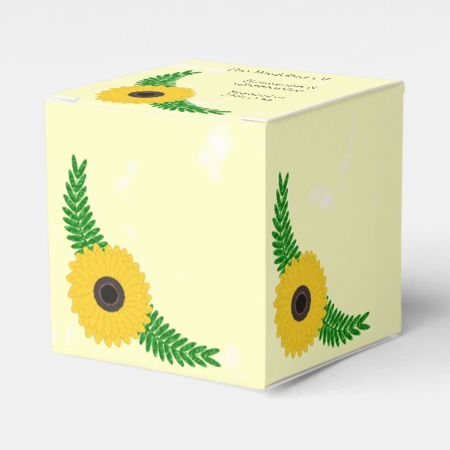 Yellow Coloured Sunflower Design Wedding Favor Boxes (Front Side)