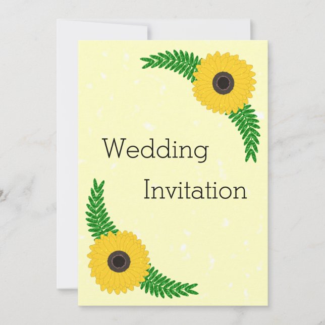 Yellow Coloured Sunflower Design Wedding Invitation (Front)