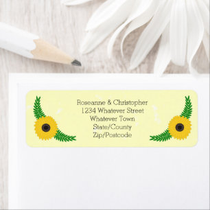 Yellow Coloured Sunflower Design Wedding Label
