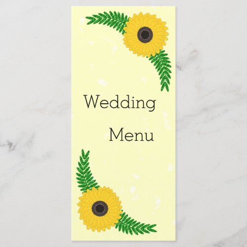 Yellow Coloured Sunflower Design Wedding Menu