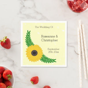 Yellow Coloured Sunflower Design Wedding Napkins