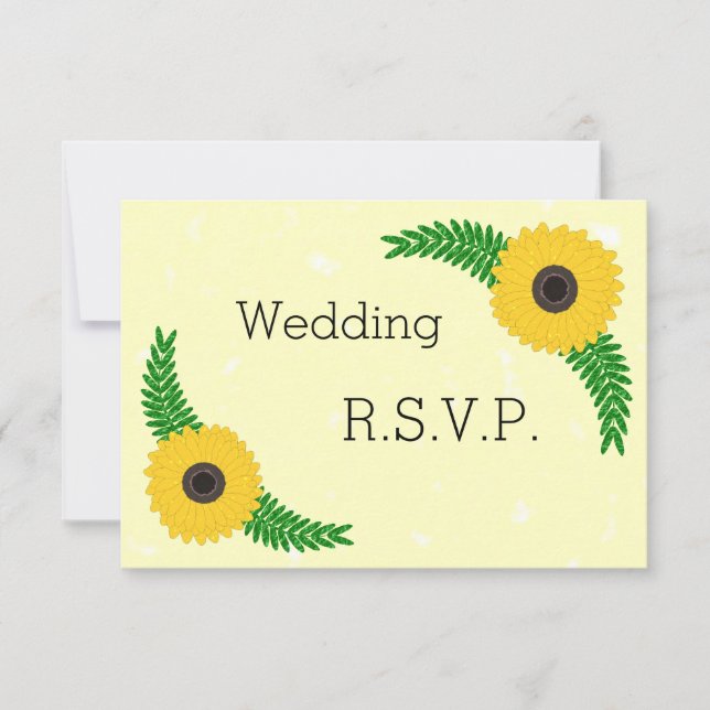 Yellow Coloured Sunflower Design Wedding RSVP Card (Front)