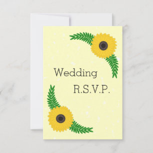 Yellow Coloured Sunflower Design Wedding RSVP Card