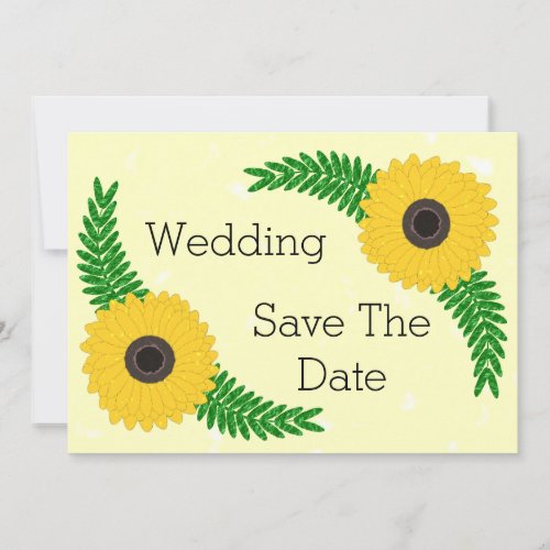 Yellow Coloured Sunflower Design Wedding Save The Date