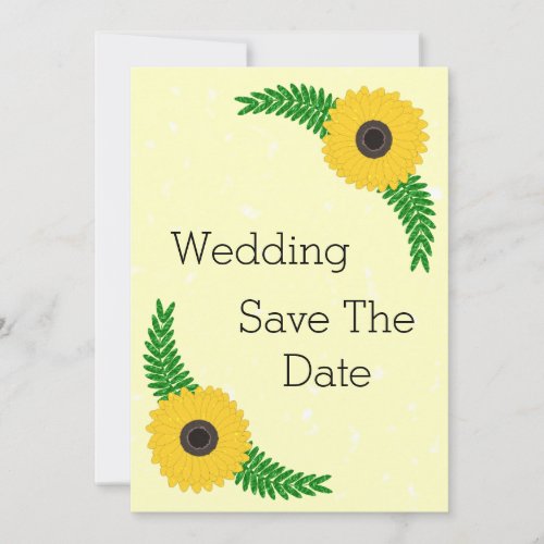 Yellow Coloured Sunflower Design Wedding Save The Date