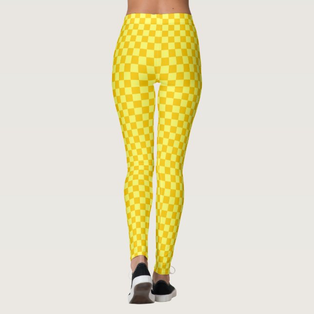 Yellow Combination Checkerboard by Shirley Taylor Leggings (Back)