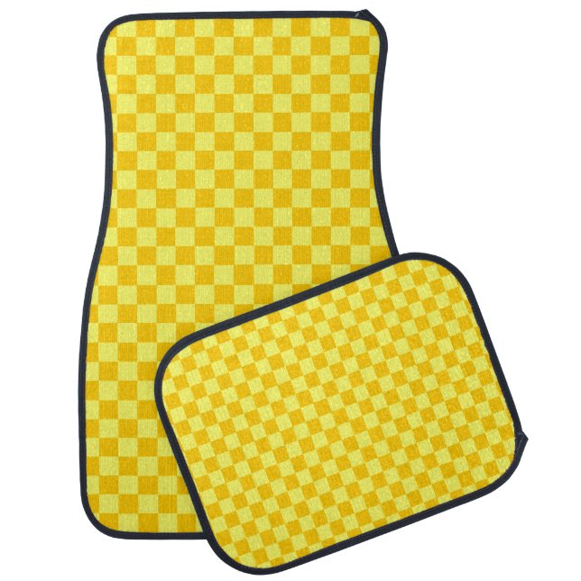 Yellow Combination Checkerboard by ShirleyTaylor Car Floor Mat (Set)