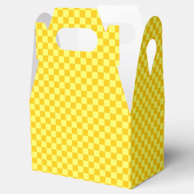Yellow Combination Checkerboard by ShirleyTaylor Favor Boxes (Opened)
