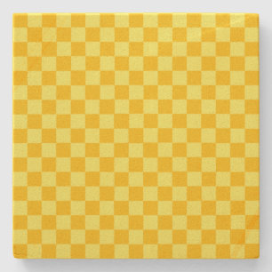 Yellow Combination  Checkerboard by ShirleyTaylor Stone Coaster