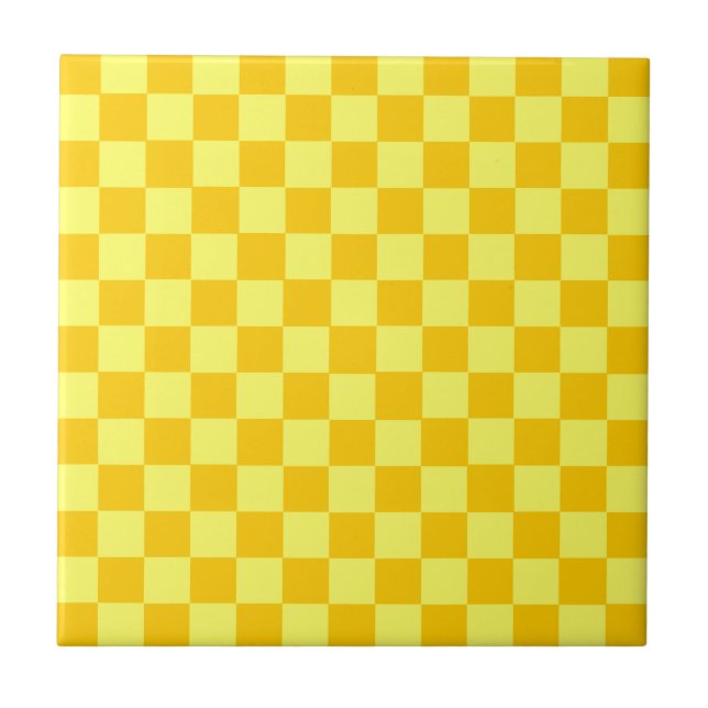 Yellow Combination Checkerboard by ShirleyTaylor Tile (Front)