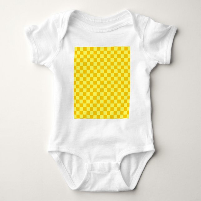 Yellow Combination Classic Checkerboard Baby Bodysuit (Front)