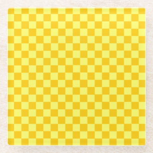 Yellow Combination Classic Checkerboard by STaylor Glass Coaster