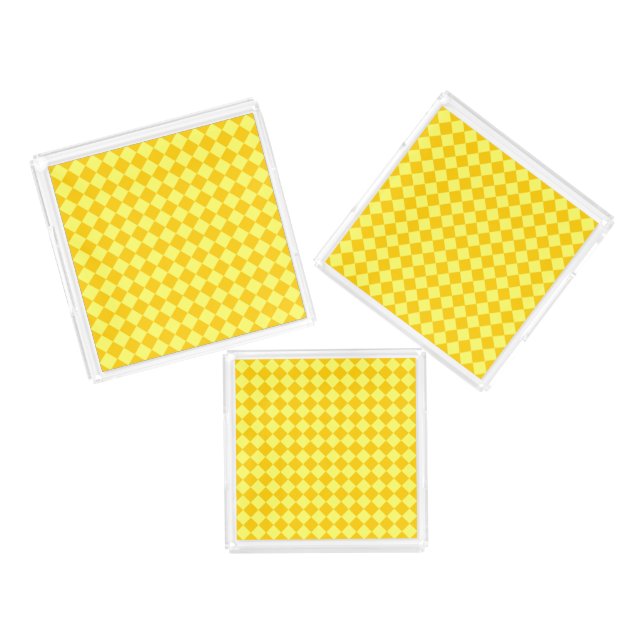 Yellow Combination Diamond Pattern by STaylor Acrylic Tray (Set)