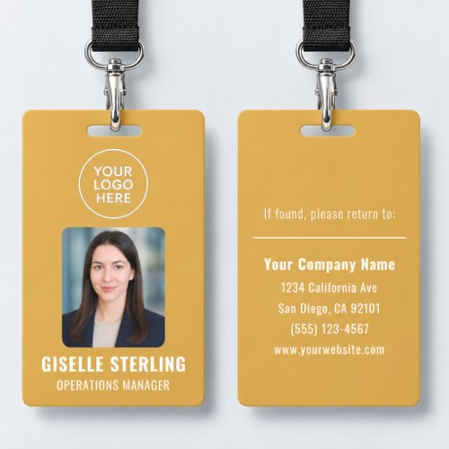 Yellow Company Logo Employee Photo ID Badge