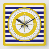 Yellow Compass Rose Blue and White Stripe