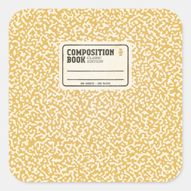 Yellow Composition Notebook Square Sticker (Front)