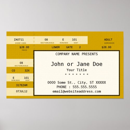 yellow concert ticket poster