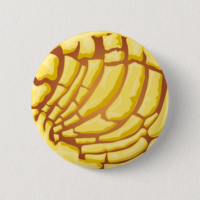 Yellow Concha Pan Dulce Mexican Bread Graphic Button (Front)