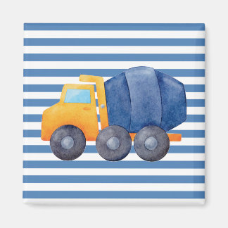 Yellow Concrete Truck Square Magnet