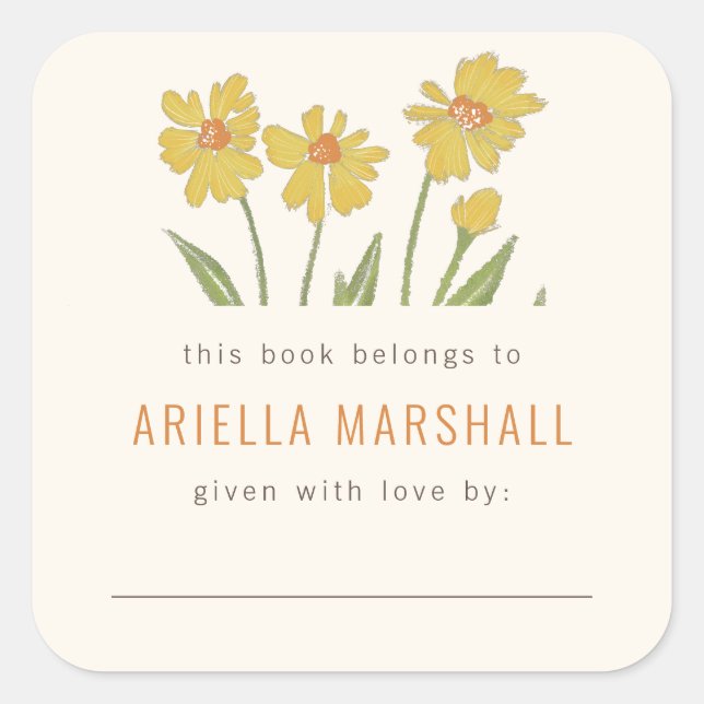 Yellow Cone Flower Custom Book Plate (Front)