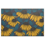 Yellow coneflowers on dark blue fabric
