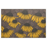 Yellow coneflowers on dark brown fabric