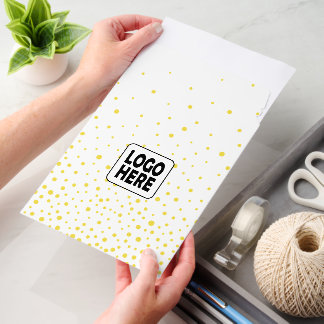 Yellow confetti and custom logo business envelope mailers