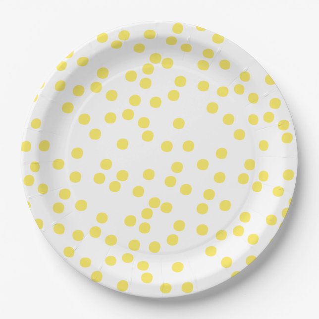 Yellow Confetti / Polkadots Paper Plates (Front)
