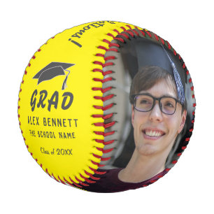 Yellow Congratulations Grad Graduation Cap 2 Photo Baseball