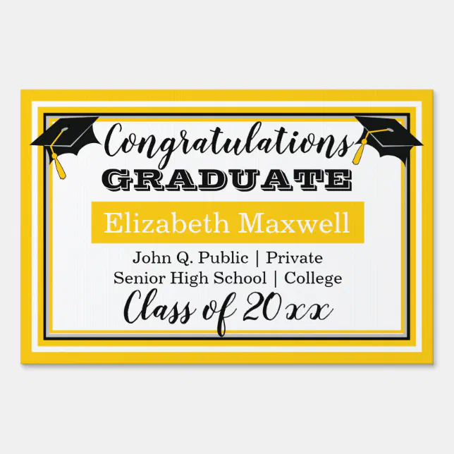 Yellow Congratulations Graduate Graduation Sign | Zazzle