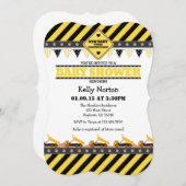 Yellow Construction Baby Shower Invitation (Front/Back)