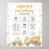 Yellow Construction Birthday First Birthday Sign