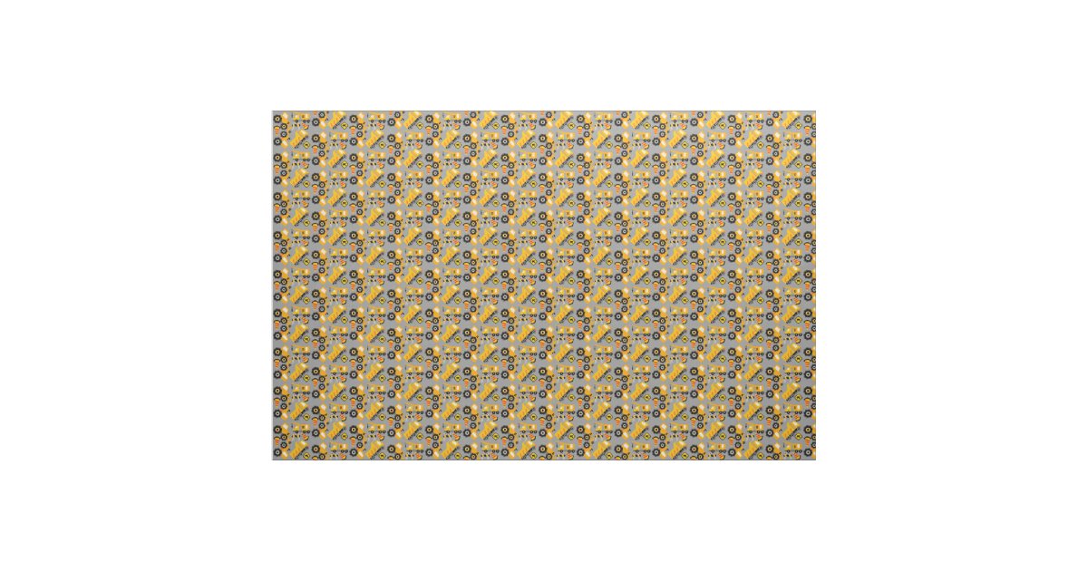 Yellow Construction Vehicles Fabric | Zazzle