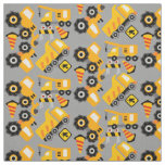 Yellow Construction Vehicles Fabric
