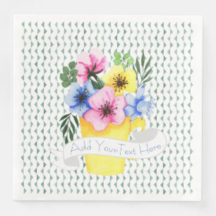 Yellow Container With Pastel Pansies Paper Dinner Napkins