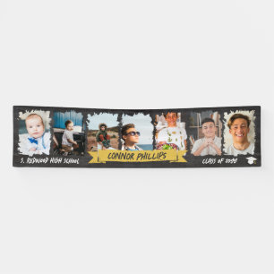 Yellow Cool Chalkboard Milestone Photos Graduation Banner