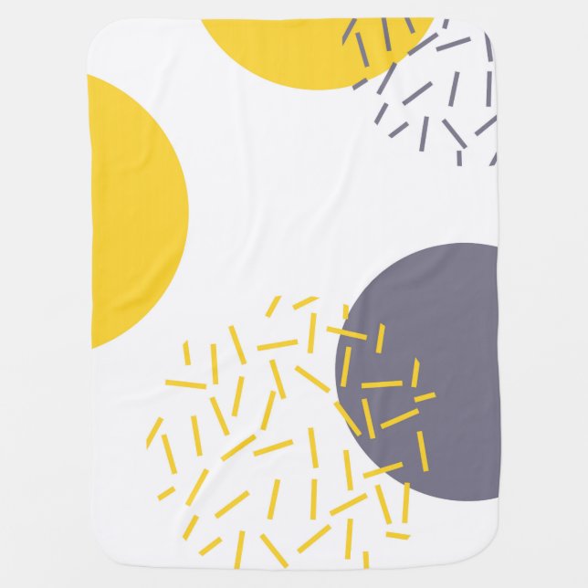 Yellow, cool, modern, trendy geometric art baby blanket (Front)