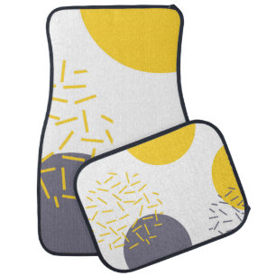 Yellow, cool, modern, trendy geometric art car floor mat