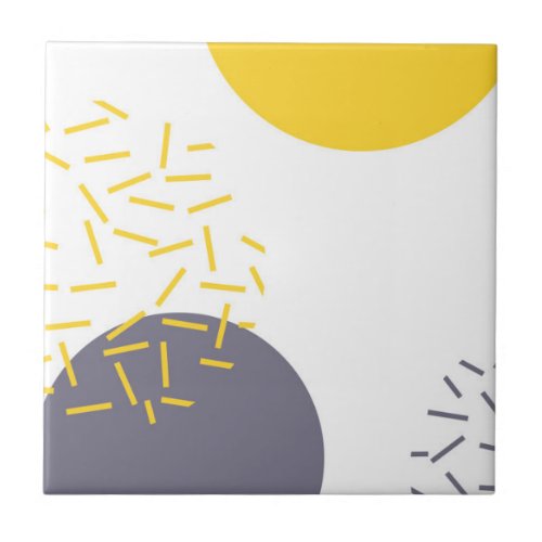 Yellow cool modern trendy geometric art ceramic tile