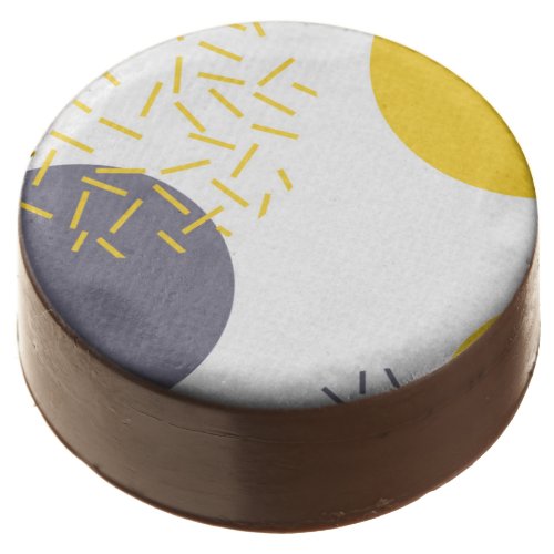 Yellow cool modern trendy geometric art chocolate covered oreo