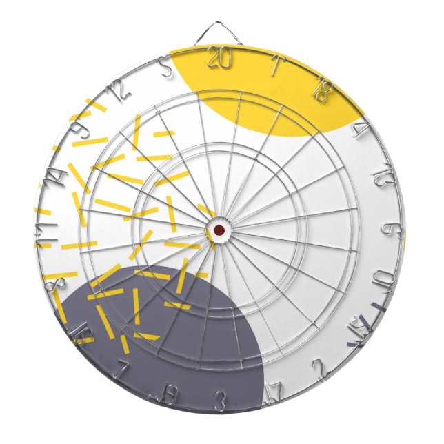 Yellow, cool, modern, trendy geometric art dart board (Front)