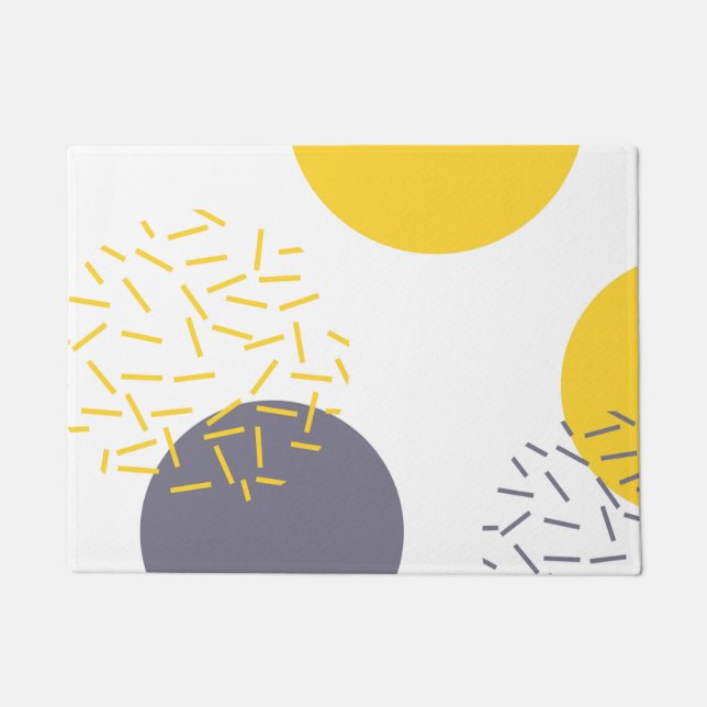 Yellow, cool, modern, trendy geometric art doormat (Front)