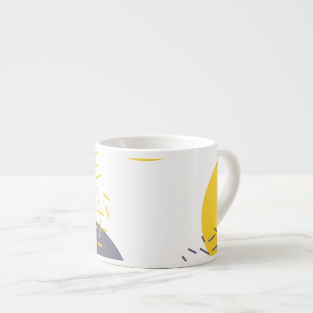 Yellow, cool, modern, trendy geometric art espresso cup (Front Right)