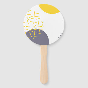 Yellow, cool, modern, trendy geometric art hand fan