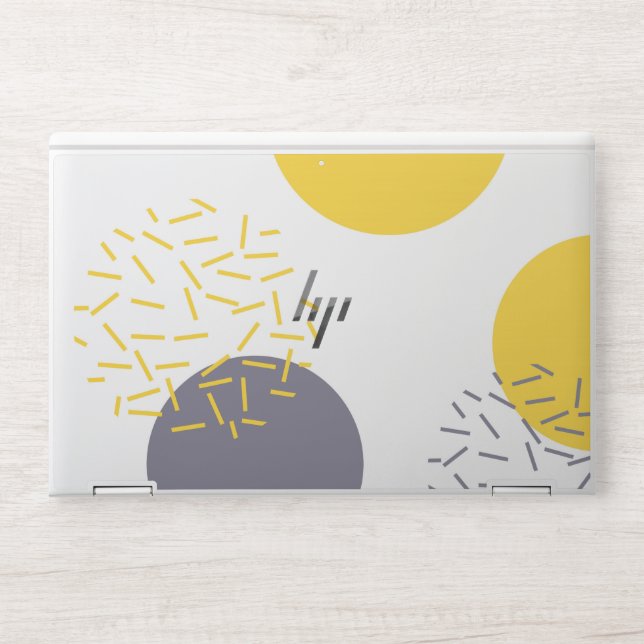 Yellow, cool, modern, trendy geometric art HP laptop skin (Front)